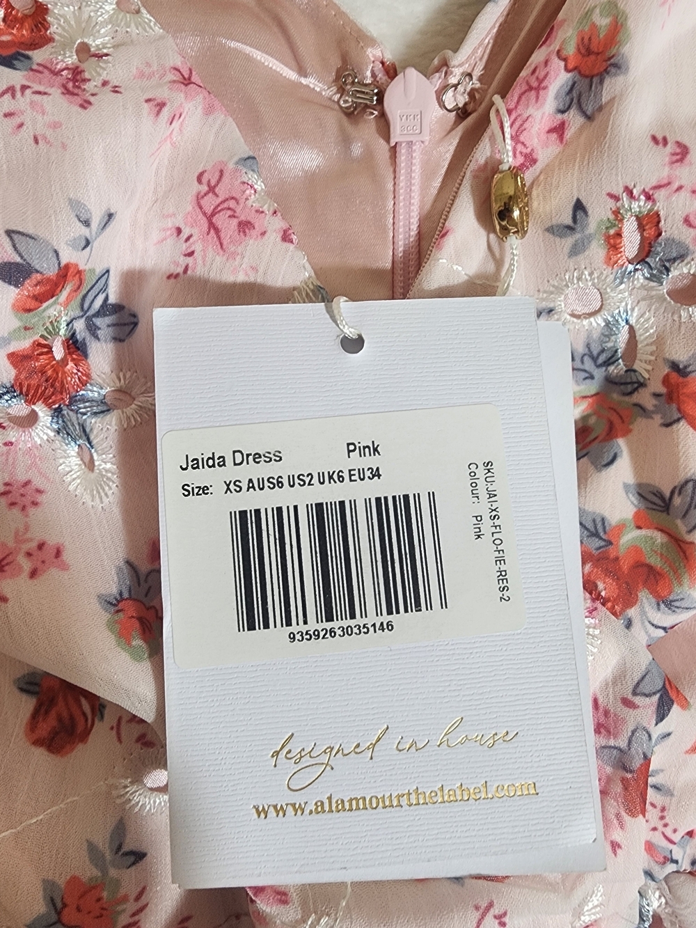 Alamour The Label Jaida Floral Maxi Dress Pink XS NWT Puff Sleeve Cottagecore - Picture 8 of 16